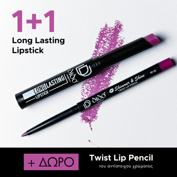 1+1 Long Lasting Lipstick No 2022 + Lip Pencil